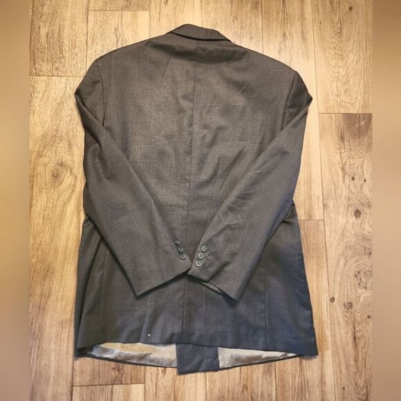 YSL Yves Saint Laurent Double Breasted Peak Lapel Houndstooth Wool Blazer Brown - Picture 2 of 12